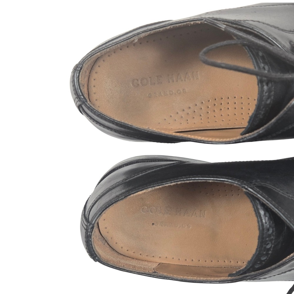 Cole Haan Grand OS Oxford Men 11 Black Good Leather Dress Shoes Square Toe - Picture 7 of 13